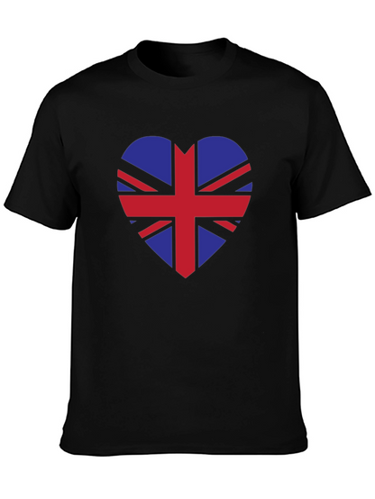 Camiseta Negra con Corazón Bandera Británica