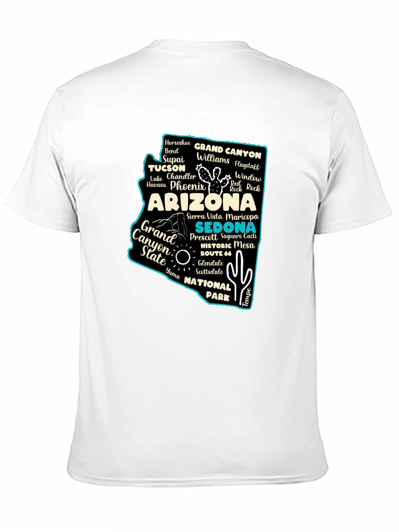 Camiseta Negra Arizona Mapa Ciudades