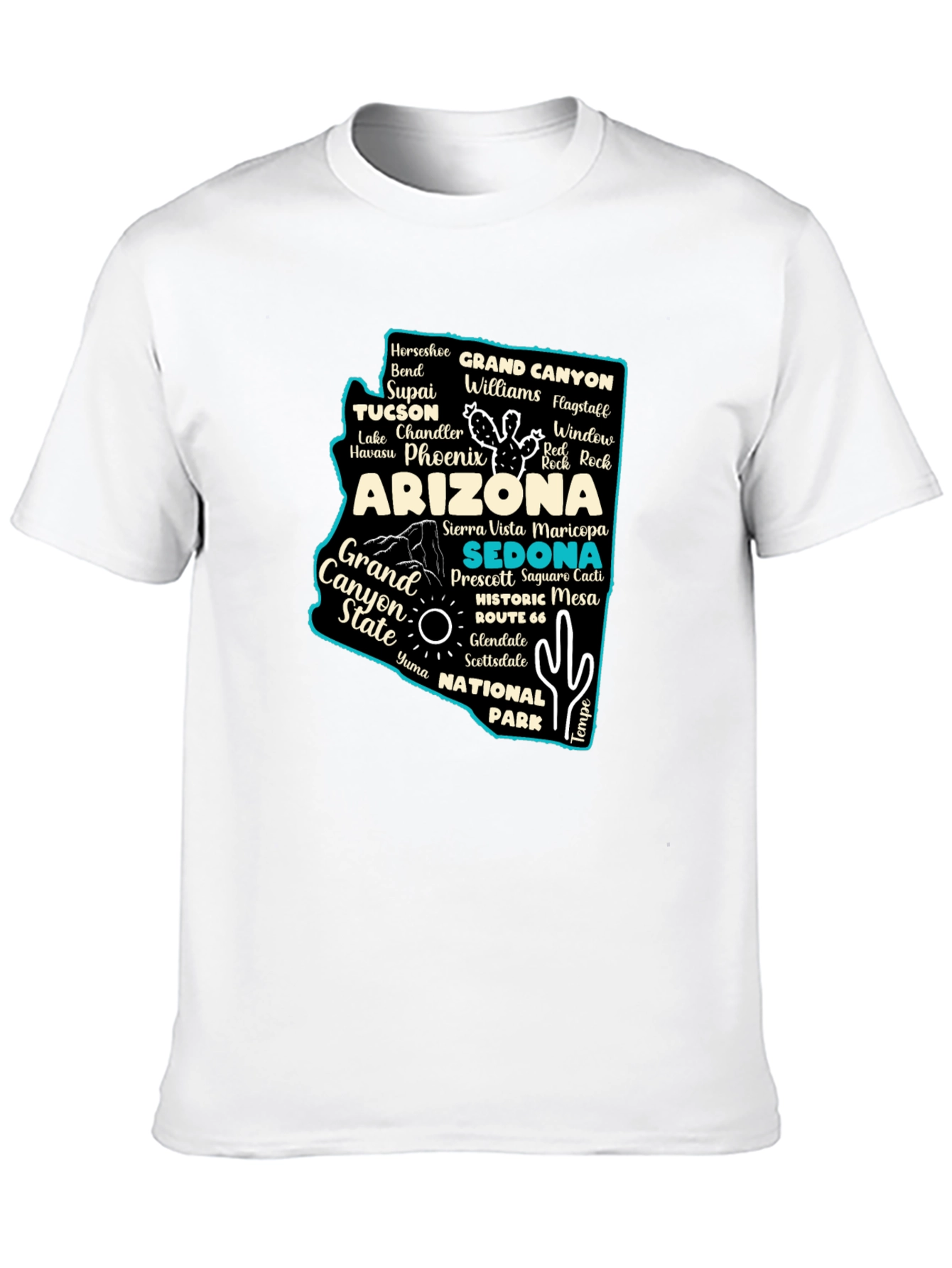 Camiseta Negra Arizona Mapa Ciudades