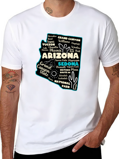 Camiseta Negra Arizona Mapa Ciudades