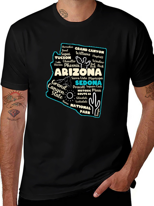 Camiseta Negra Arizona Mapa Ciudades