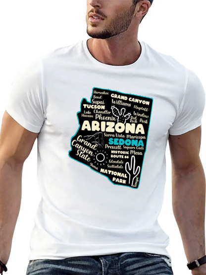Camiseta Negra Arizona Mapa Ciudades