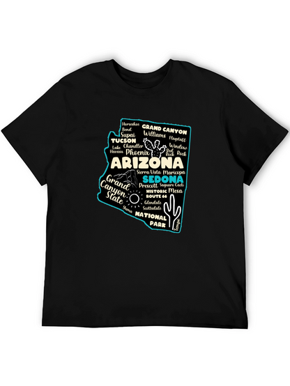 Camiseta Negra Arizona Mapa Ciudades
