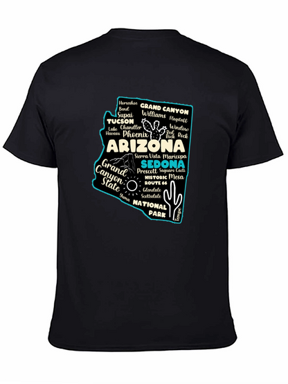 Camiseta Negra Arizona Mapa Ciudades