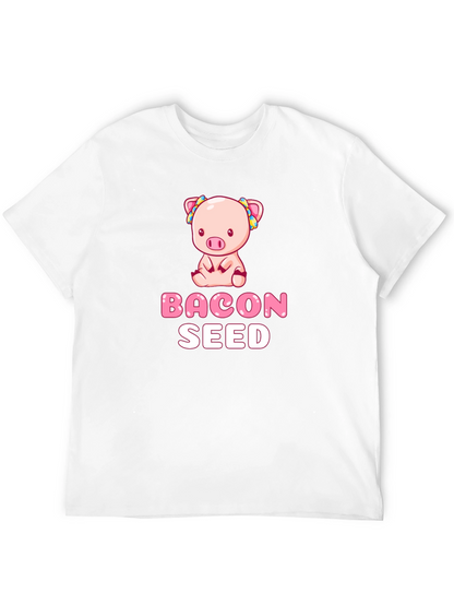 Camiseta Negra con Diseño de Cerdo Bacon Seed