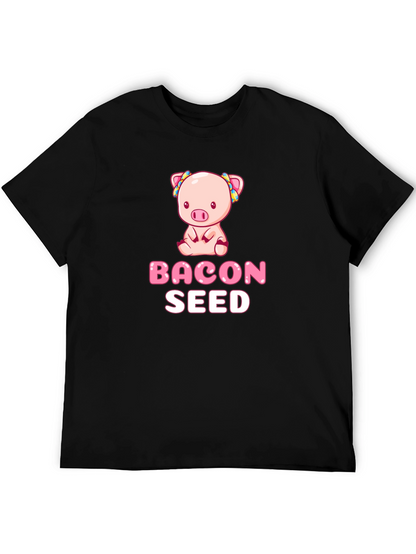 Camiseta Negra con Diseño de Cerdo Bacon Seed