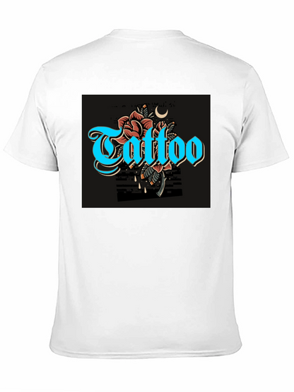 Camiseta Negra con Diseño de Tatuaje Floral