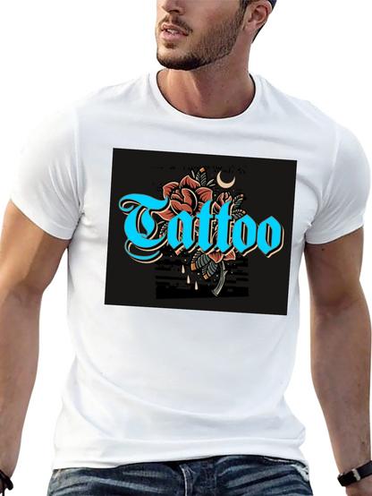 Camiseta Negra con Diseño de Tatuaje Floral