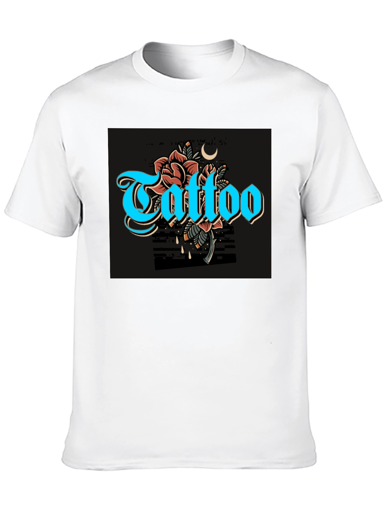 Camiseta Negra con Diseño de Tatuaje Floral