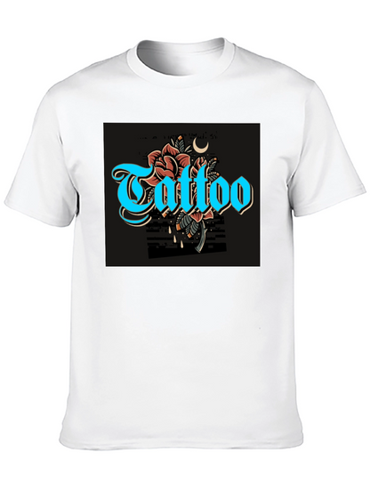 Camiseta Negra con Diseño de Tatuaje Floral