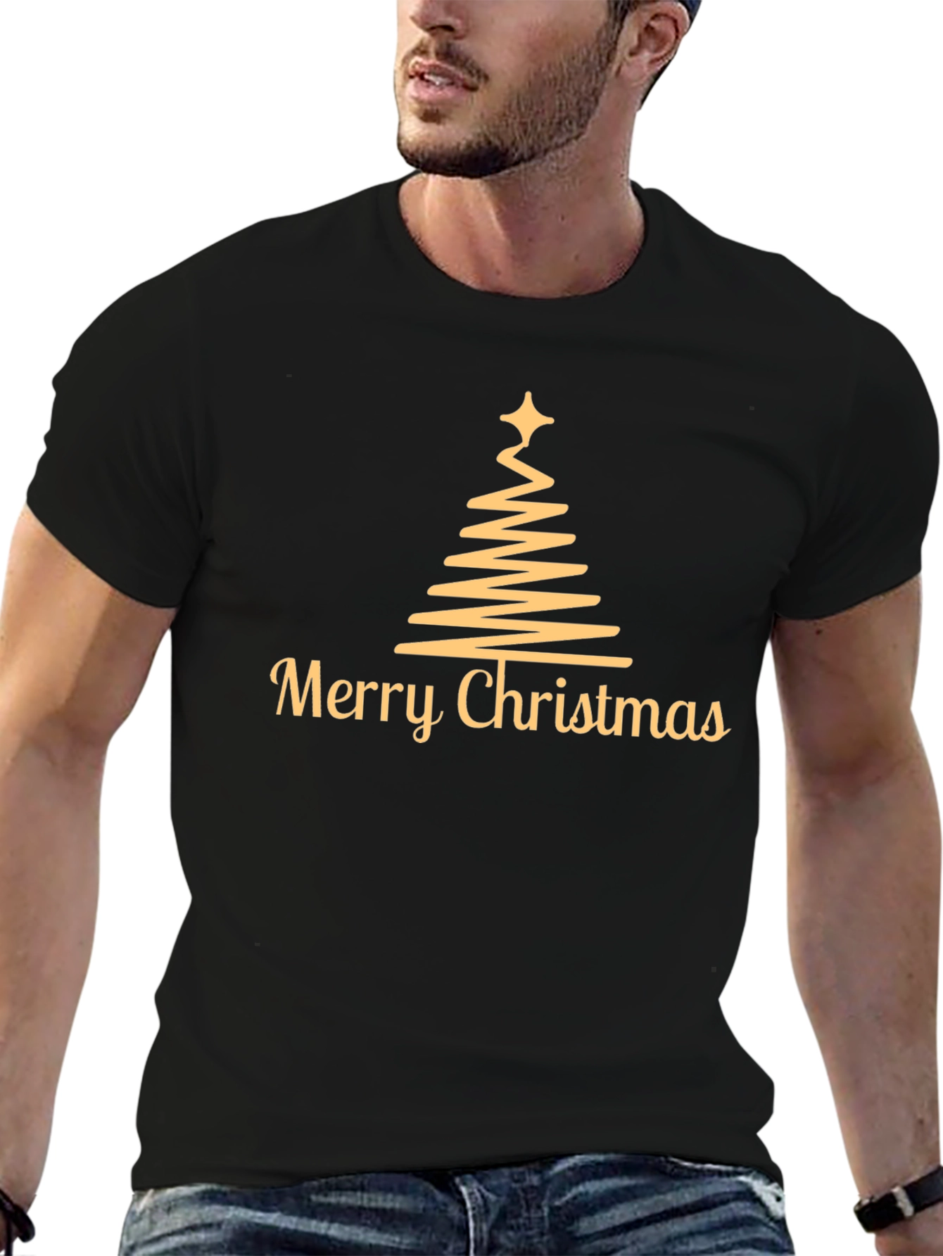 Camiseta Navideña Hombre - Diseño Árbol de Navidad