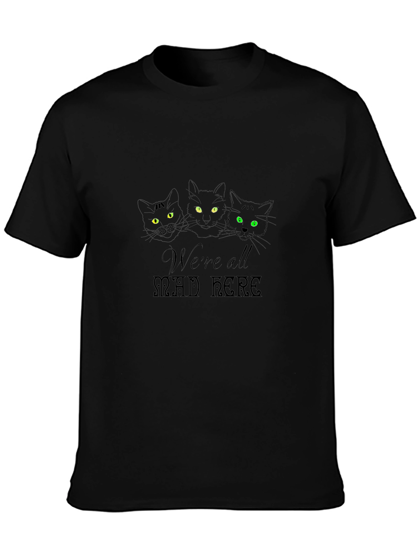 Camiseta Negra Gatos Estamos Todos Locos