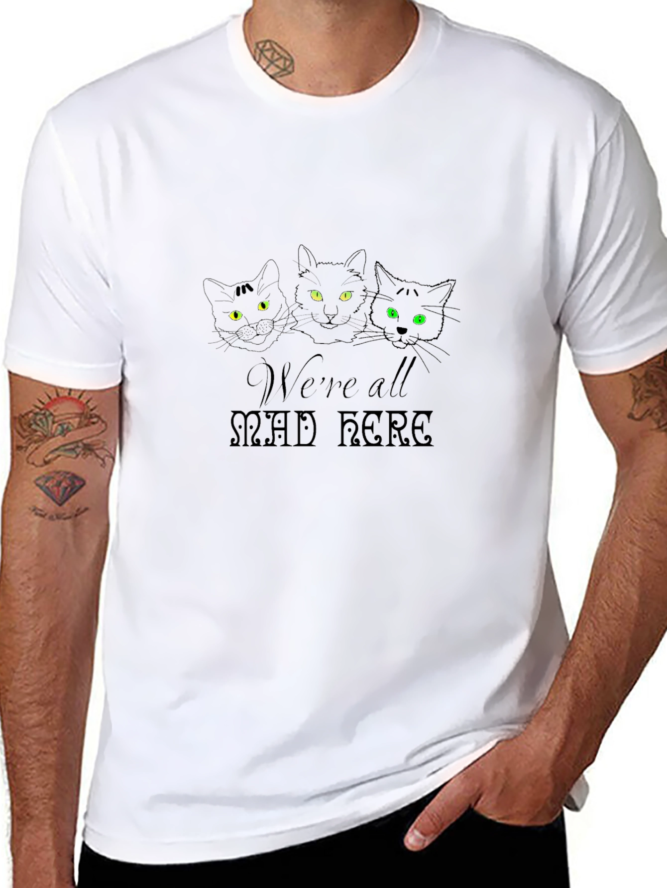 Camiseta Negra Gatos Estamos Todos Locos