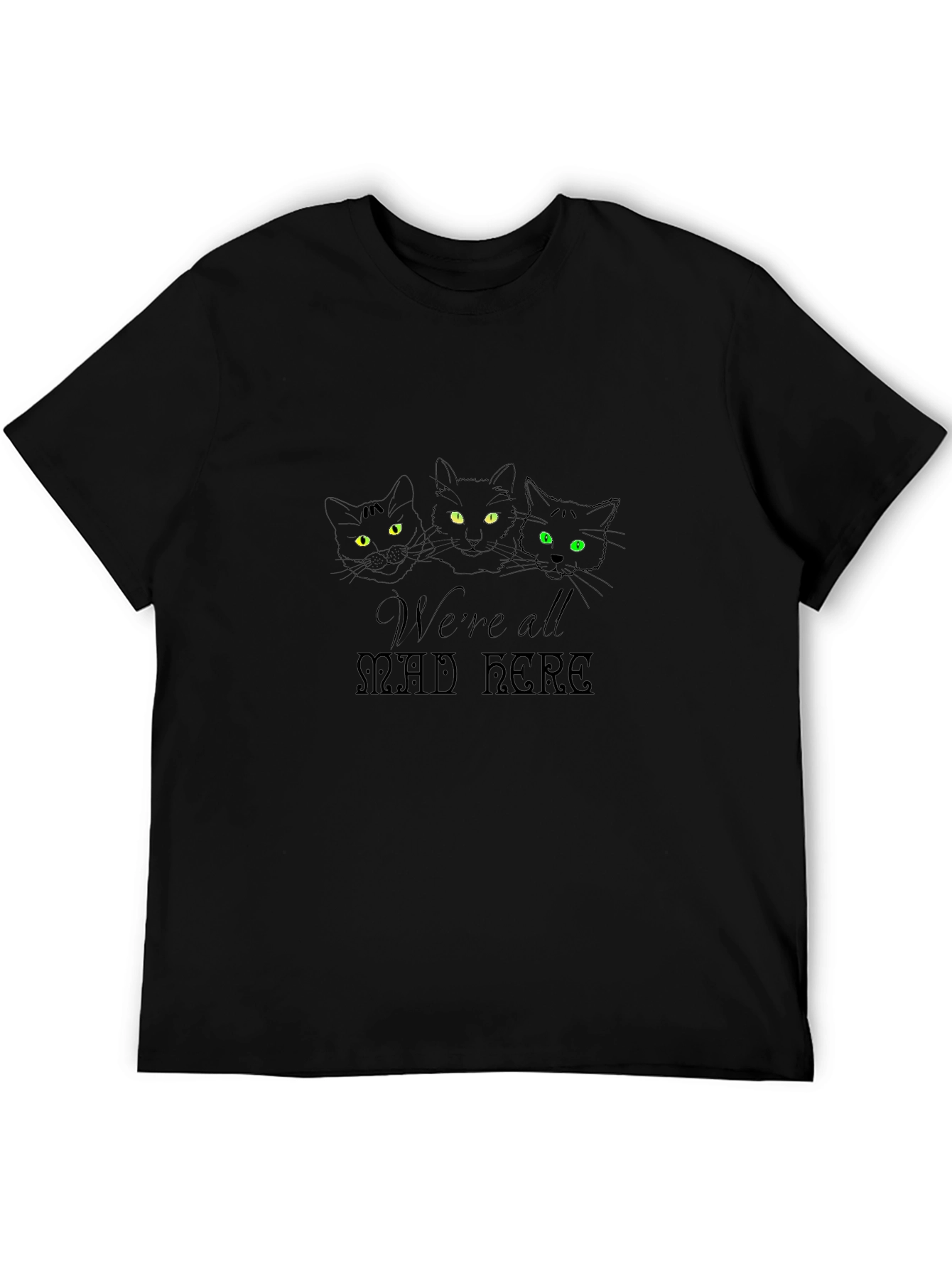 Camiseta Negra Gatos Estamos Todos Locos