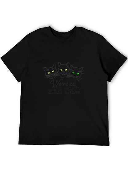 Camiseta Negra Gatos Estamos Todos Locos
