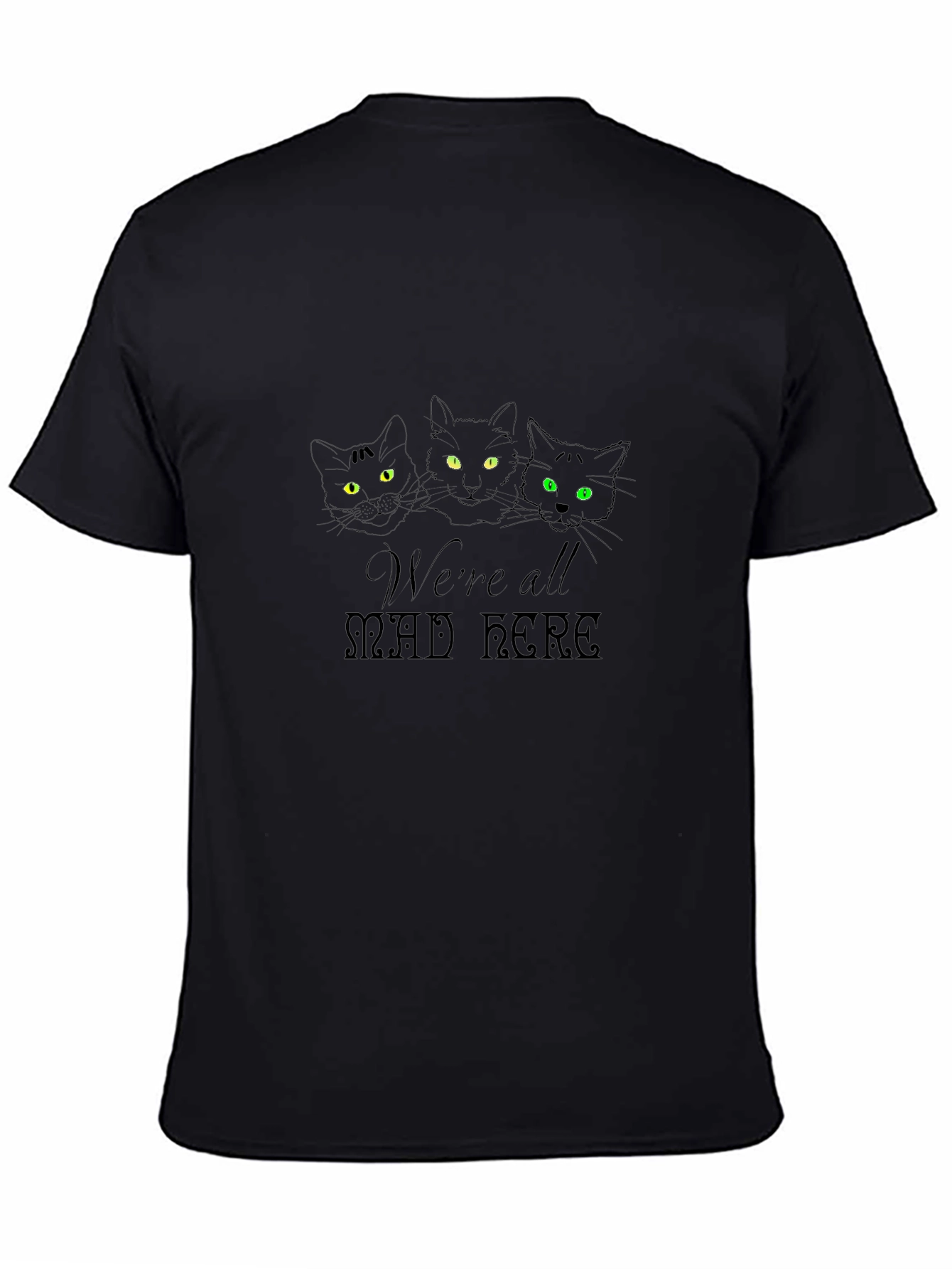 Camiseta Negra Gatos Estamos Todos Locos