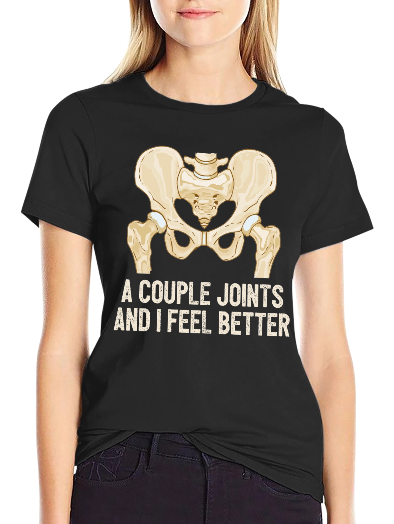 Camiseta Negra con Diseño de Pelvis y Humor