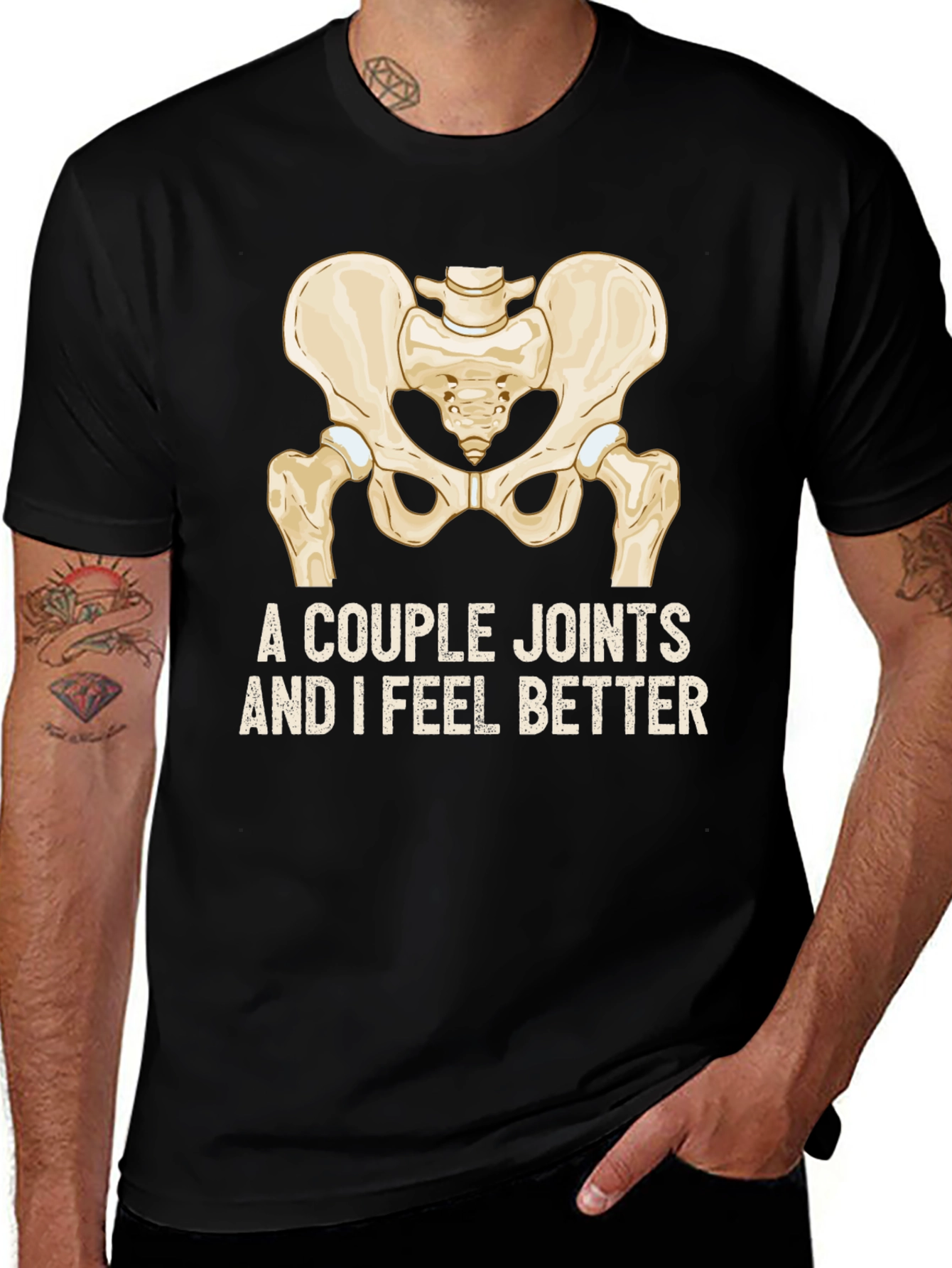 Camiseta Negra con Diseño de Pelvis y Humor