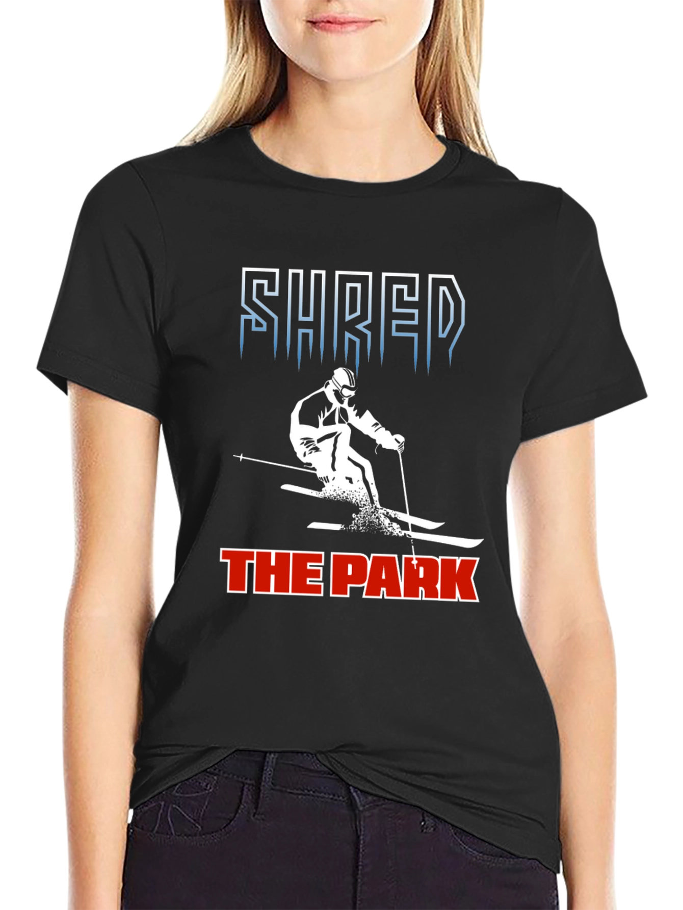 Camiseta Negra Shred the Park Esquí