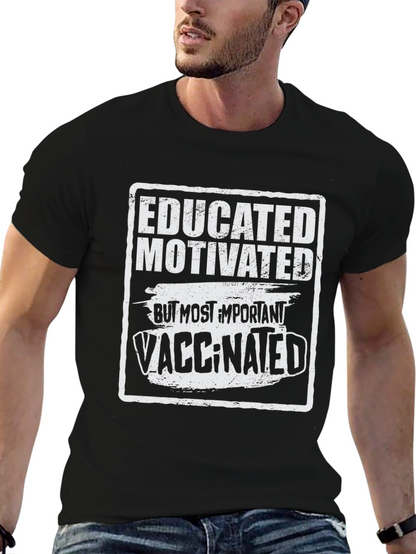 Camiseta Negra: Educado Motivado y Vacunado