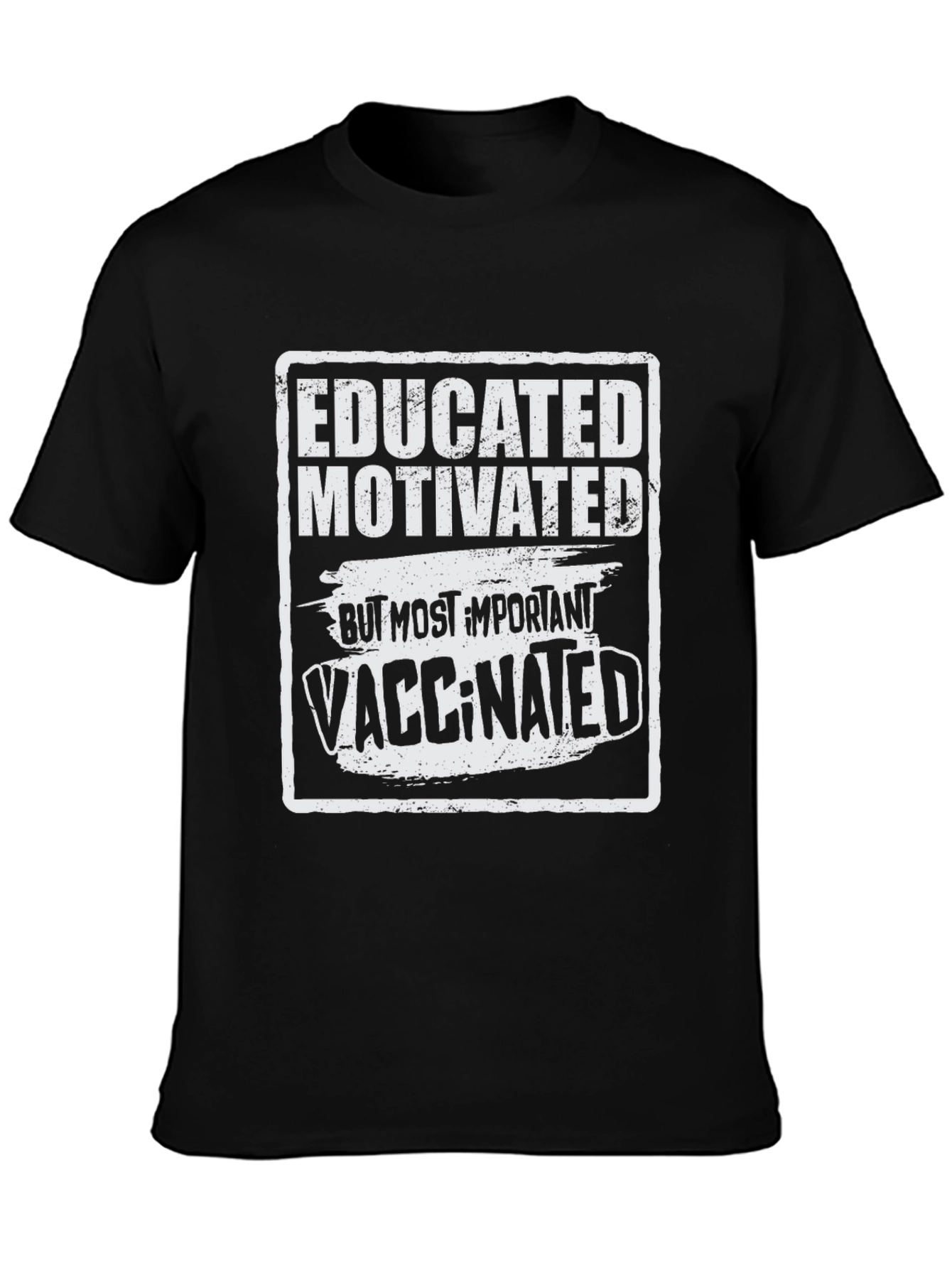 Camiseta Negra: Educado Motivado y Vacunado