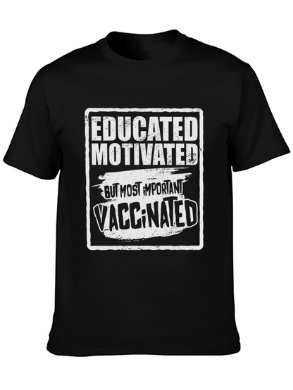 Camiseta Negra: Educado Motivado y Vacunado