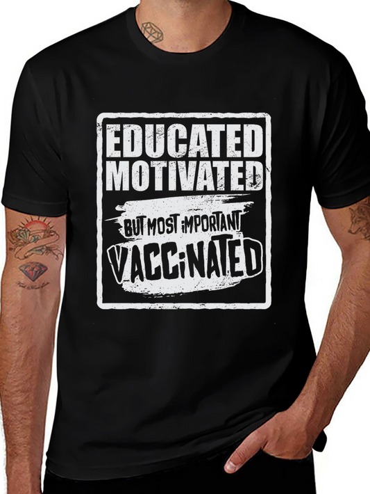 Camiseta Negra: Educado Motivado y Vacunado