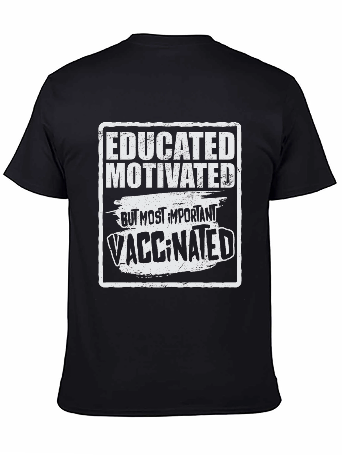 Camiseta Negra: Educado Motivado y Vacunado