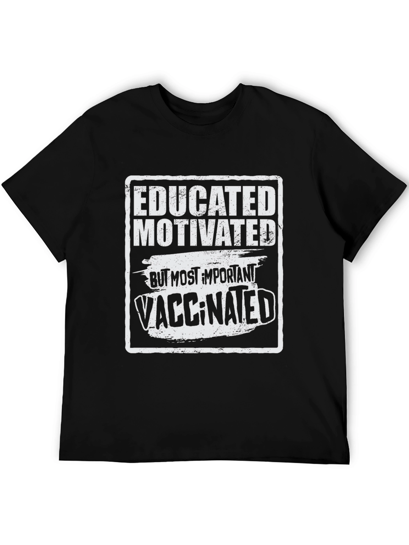 Camiseta Negra: Educado Motivado y Vacunado