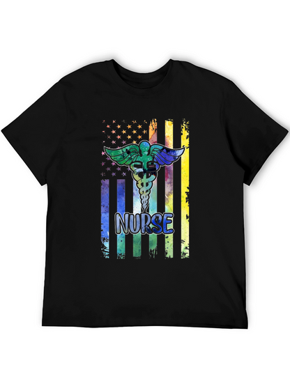 Camiseta Negra Nurse Estilo Americano