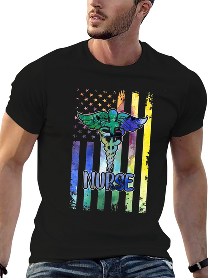 Camiseta Negra Nurse Estilo Americano