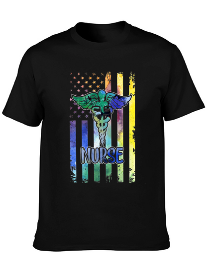 Camiseta Negra Nurse Estilo Americano