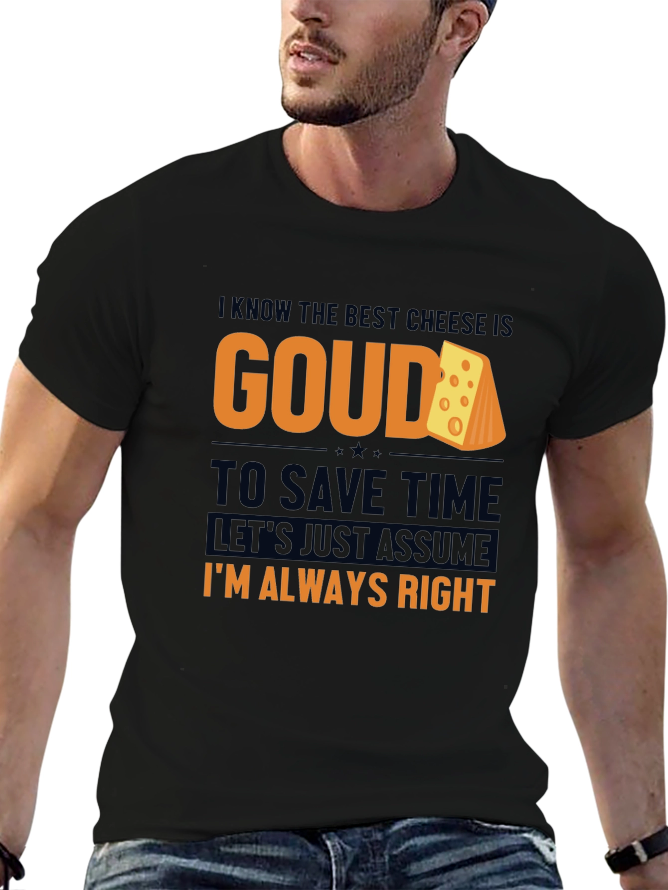 Camiseta Negra Gouda: Divertida y Cómoda