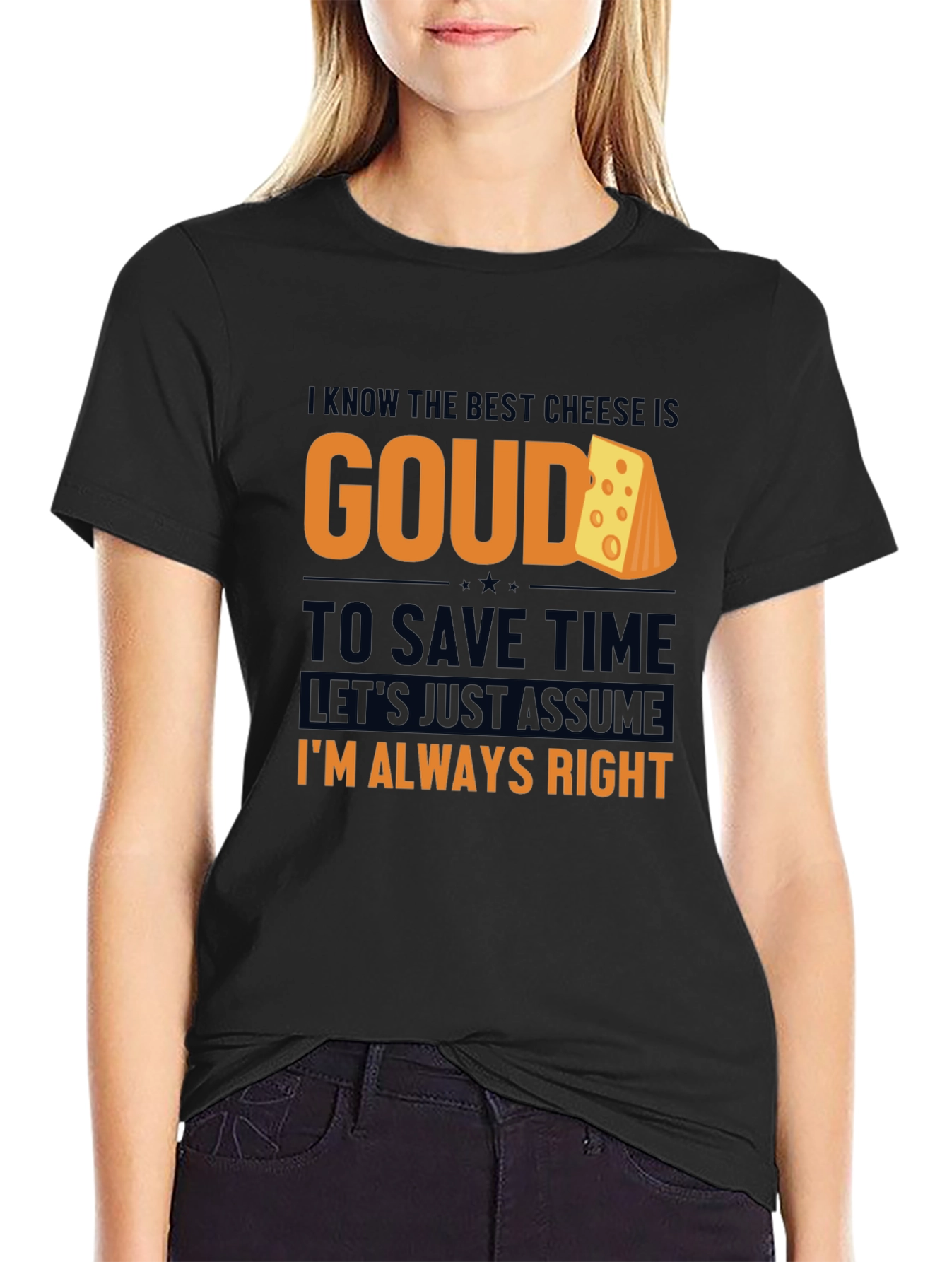 Camiseta Negra Gouda: Divertida y Cómoda