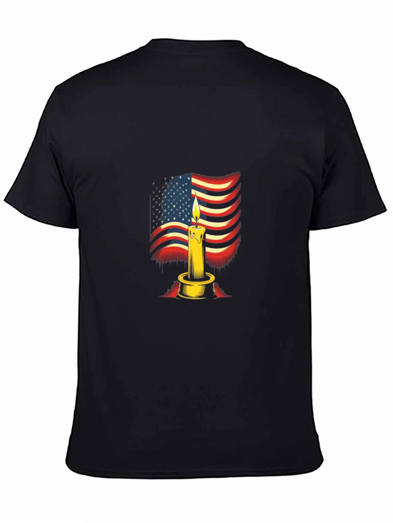 Camiseta Negra con Diseño de Vela y Bandera Americana