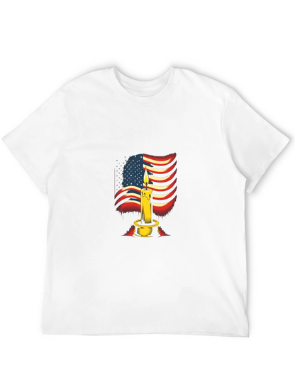 Camiseta Negra con Diseño de Vela y Bandera Americana