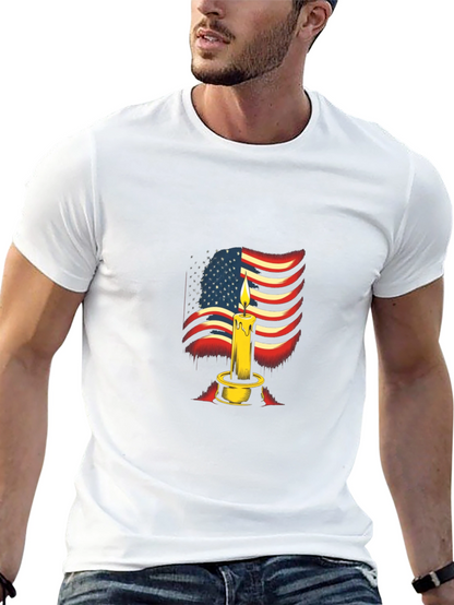 Camiseta Negra con Diseño de Vela y Bandera Americana