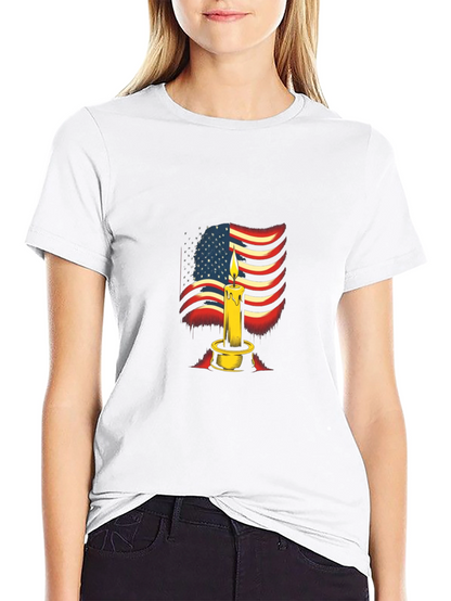 Camiseta Negra con Diseño de Vela y Bandera Americana