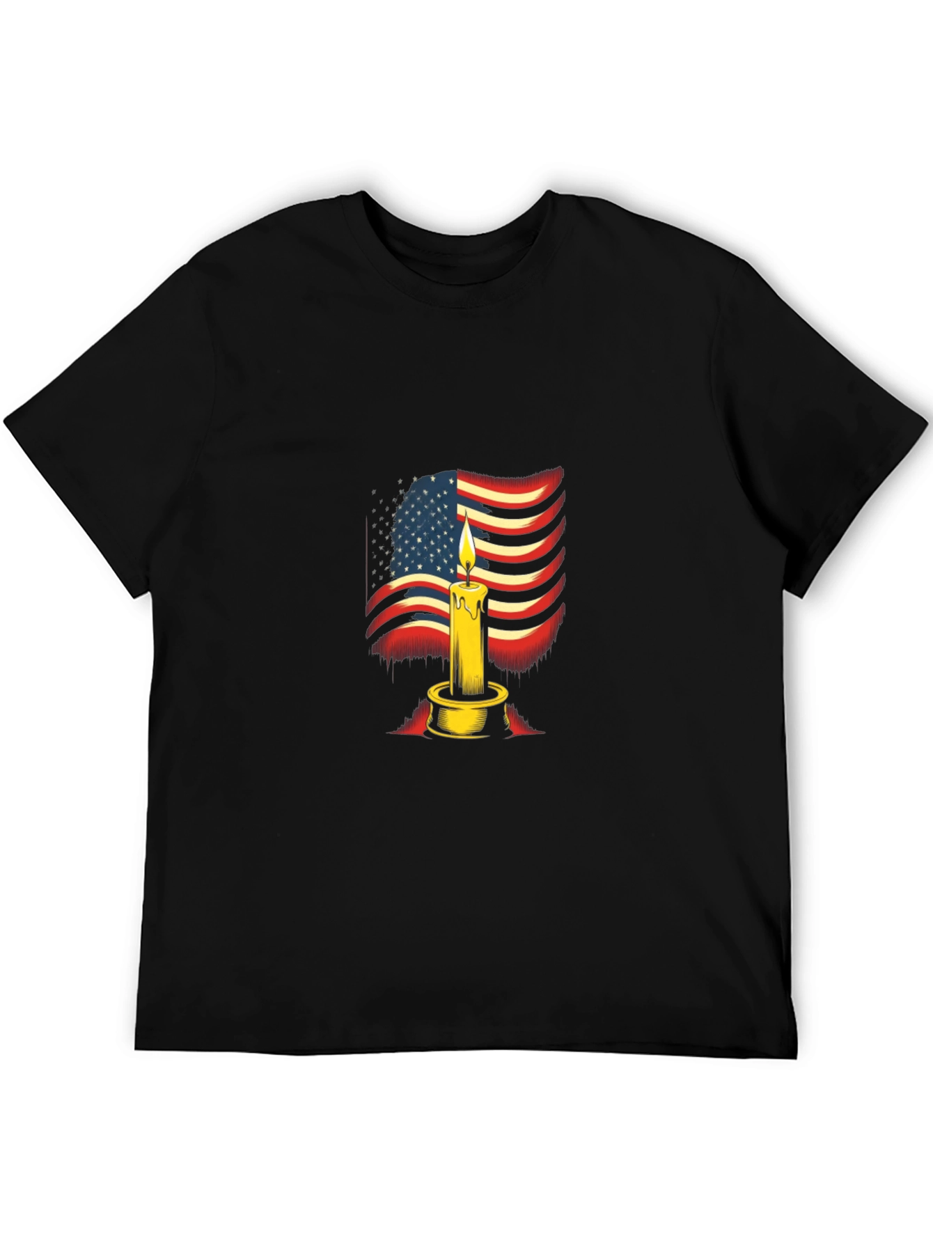 Camiseta Negra con Diseño de Vela y Bandera Americana