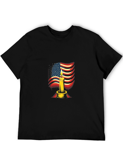Camiseta Negra con Diseño de Vela y Bandera Americana