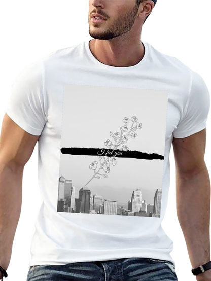 Camiseta Hombre: Ciudad y Flores I Feel You