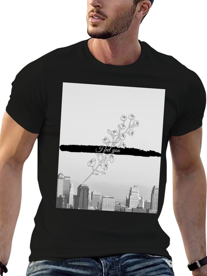 Camiseta Hombre: Ciudad y Flores I Feel You