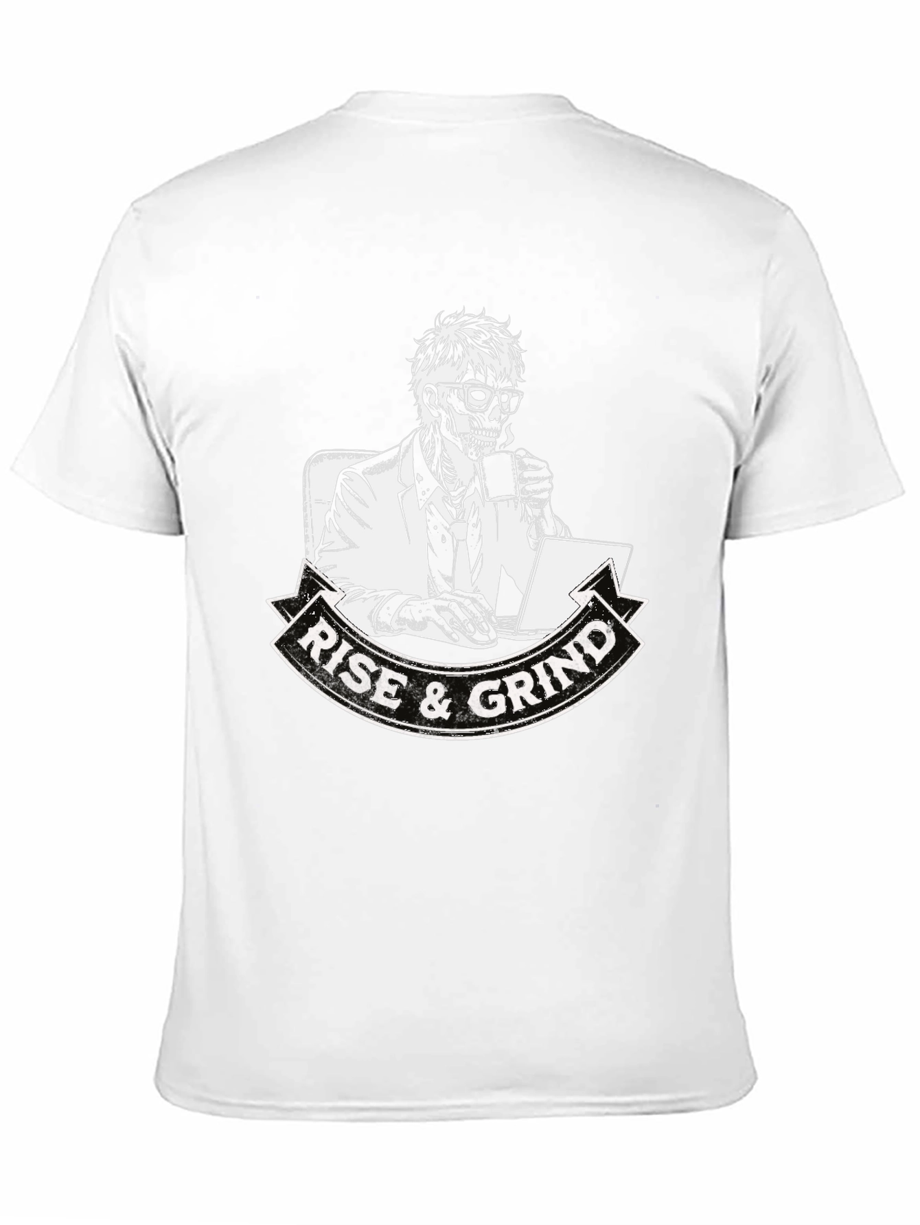 Camiseta Negra Rise & Grind Esqueleto Trabajador