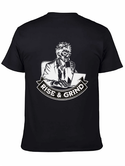 Camiseta Negra Rise & Grind Esqueleto Trabajador