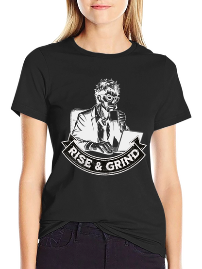 Camiseta Negra Rise & Grind Esqueleto Trabajador