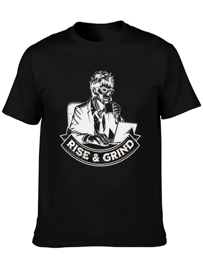 Camiseta Negra Rise & Grind Esqueleto Trabajador