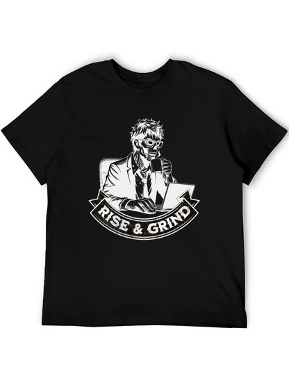 Camiseta Negra Rise & Grind Esqueleto Trabajador