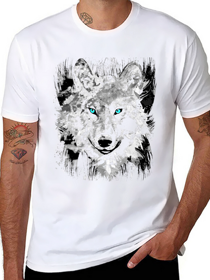 Camiseta Negra con Diseño Abstracto de Lobo