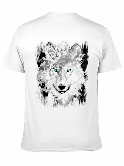 Camiseta Negra con Diseño Abstracto de Lobo