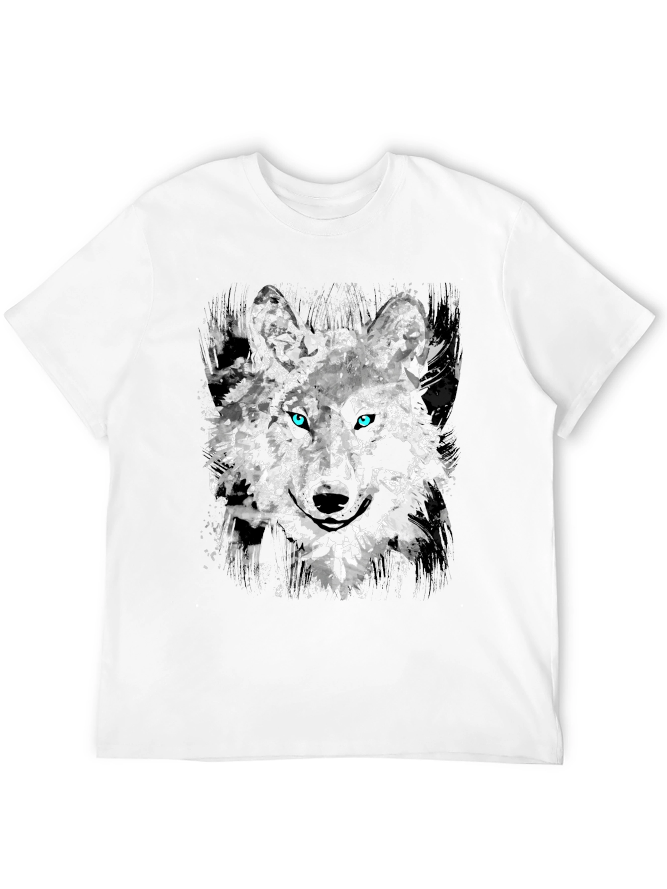 Camiseta Negra con Diseño Abstracto de Lobo